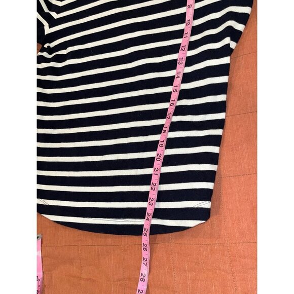 Talbots Womens Black & White Striped Long Sleeve Top With Shoulder Zipper Detail - Picture 6 of 9